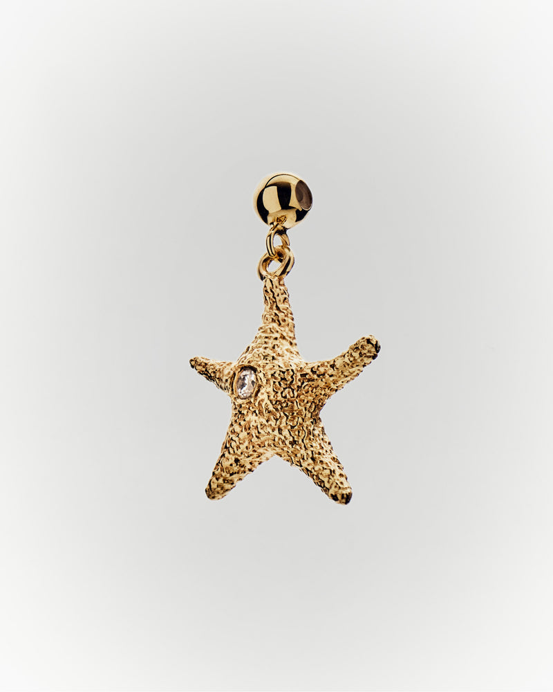 Starfish charm with sandblast texture and zirconia to personalize necklace or bracelet