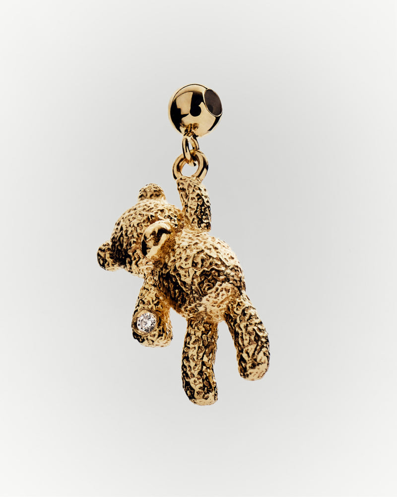 Teddy bear charm with sandblast texture and zirconia to personalize necklace or bracelet