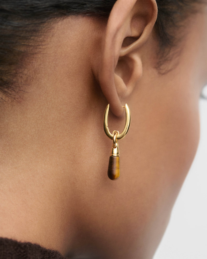 Tiger Eye Jupiter single hoop - 
  
    Sterling Silver / 18K Gold plating
  
