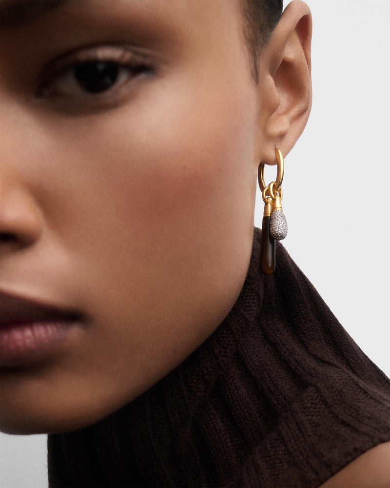 Tiger Eye large Jupiter single hoop - 
  
    Sterling Silver / 18K Gold plating
  
