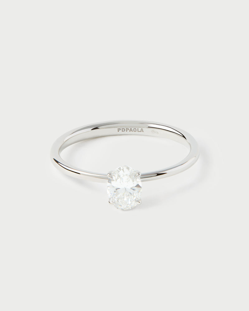 Diamond and white gold Ace solitary ring - 
  
    18K White gold / Rhodium silver plating
  
