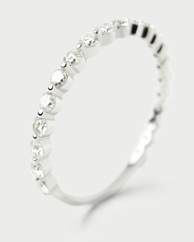 White gold eternity ring set with a row of lab-grown diamonds