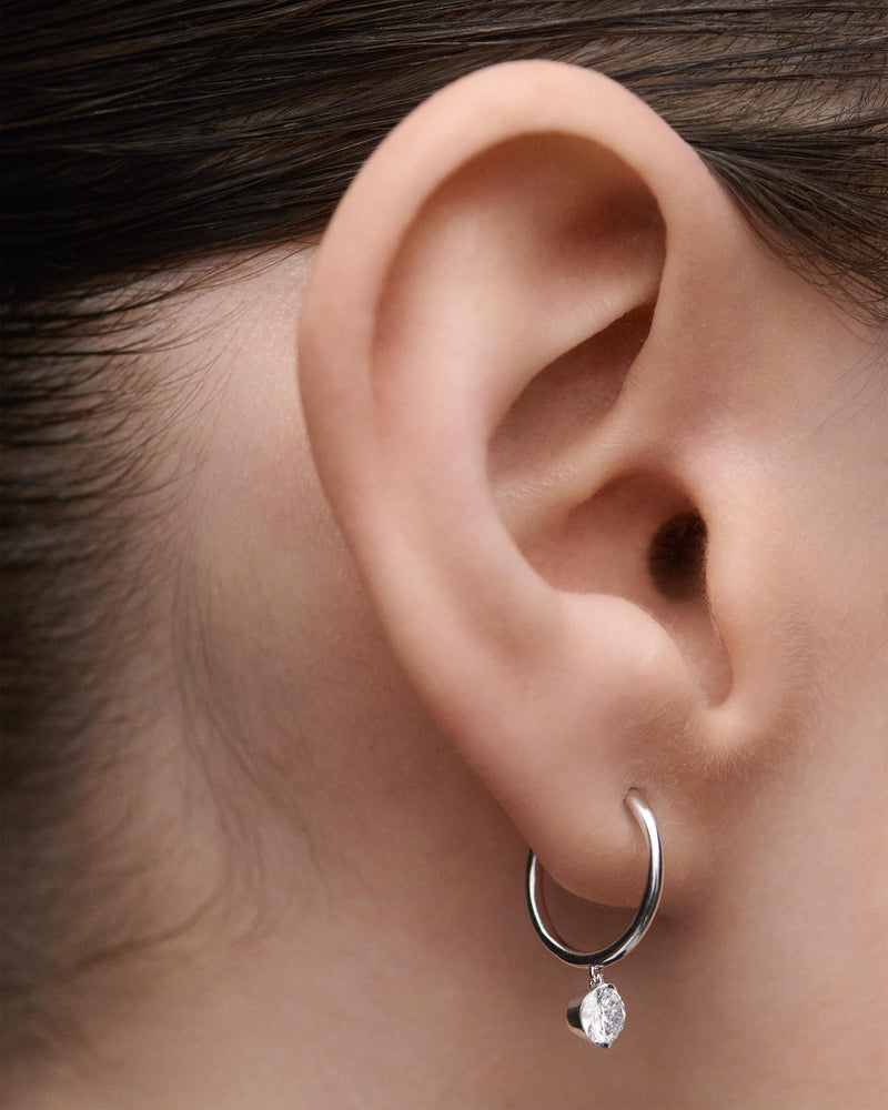 Diamond and white gold Grace Mini hoops - 
  
    18K White gold / Rhodium silver plating
  
