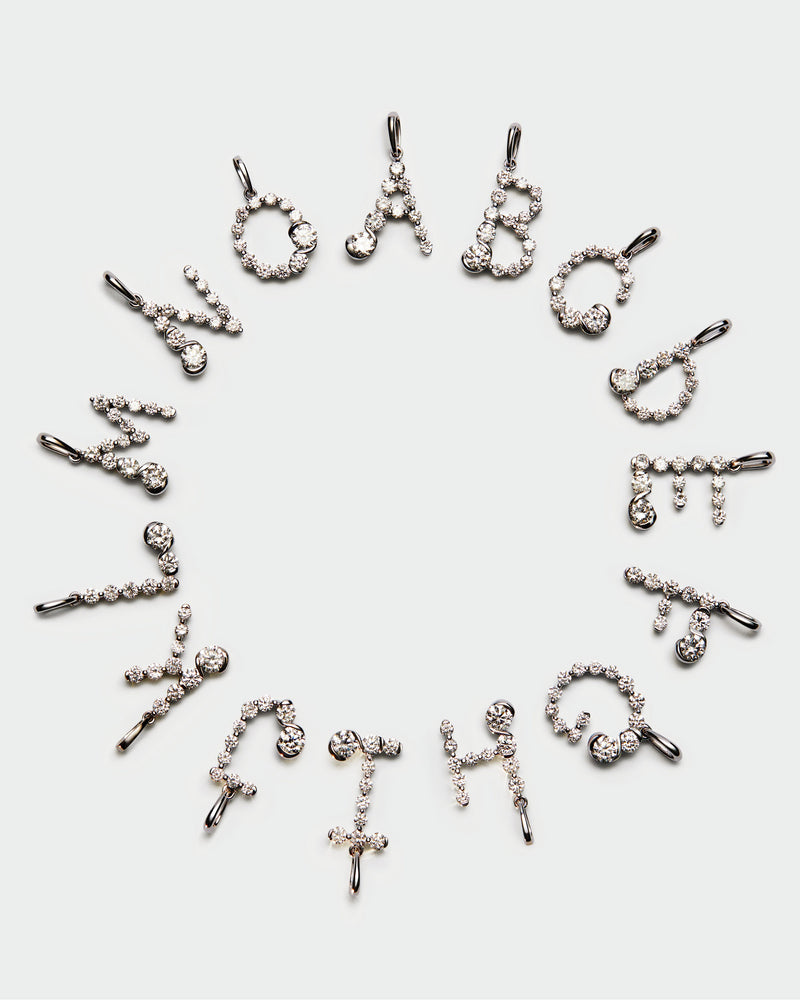 Diamonds and white gold V initial pendant - 
  
    18K White gold / Rhodium silver plating
  
