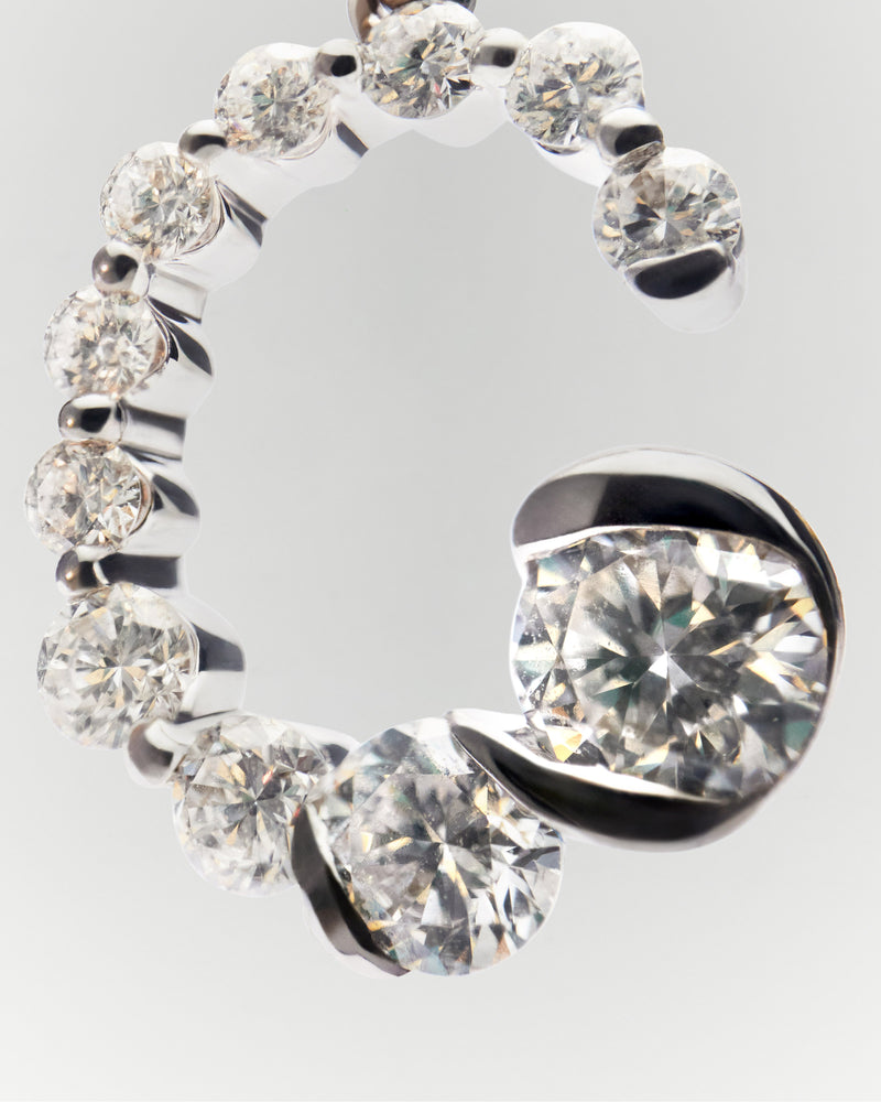 Diamonds and white gold C initial pendant - 
  
    18K White gold / Rhodium silver plating
  
