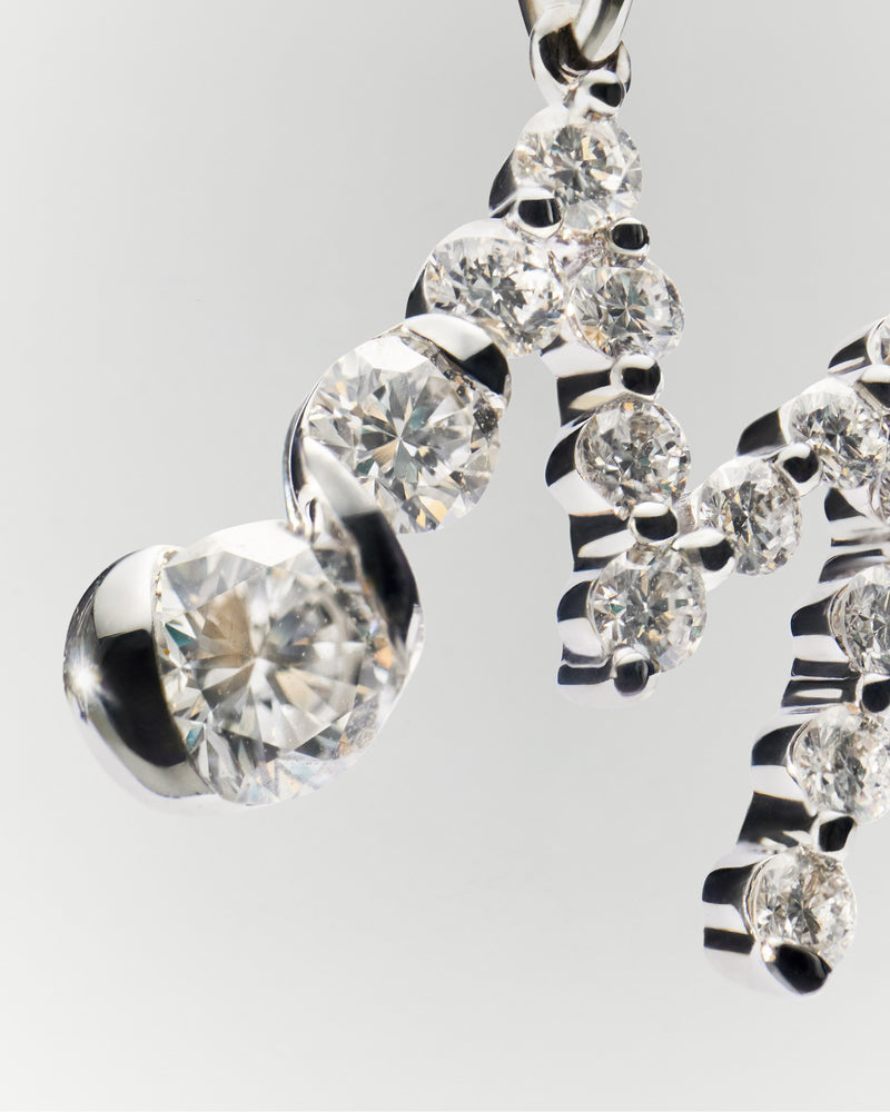 Diamonds and white gold M initial pendant - 
  
    18K White gold / Rhodium silver plating
  
