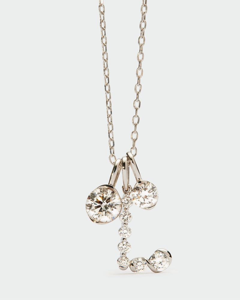 Diamonds and white gold L initial pendant - 
  
    18K White gold / Rhodium silver plating
  
