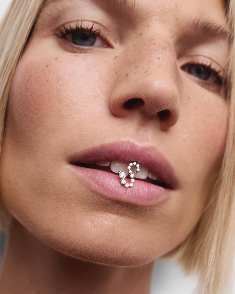 Diamonds and white gold S initial pendant - 
  
    18K White gold / Rhodium silver plating
  
