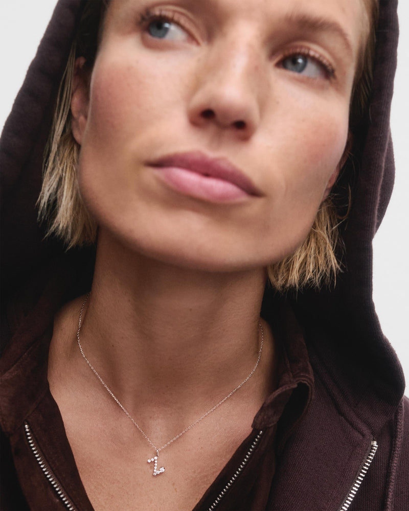 Diamonds and white gold Z initial pendant - 
  
    18K White gold / Rhodium silver plating
  
