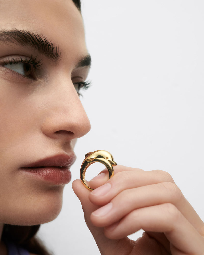 Dolphin ring - 
  
    Sterling Silver / 18K Gold plating
  
