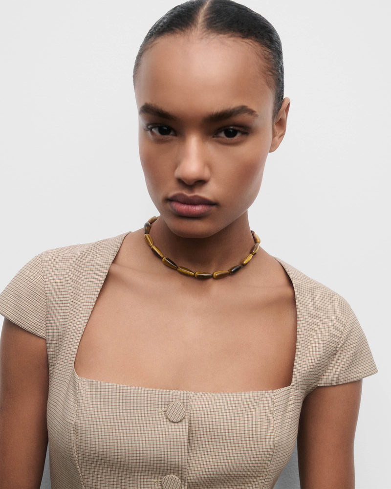 Tiger Eye Drop necklace - 
  
    Sterling Silver / 18K Gold plating
  
