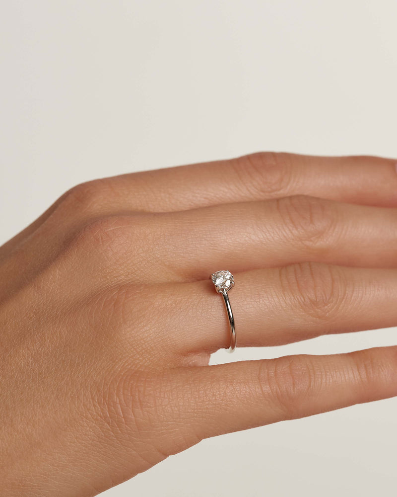 Diamonds and White Gold Solitaire Supreme Ring - 
  
    18K White gold / Rhodium silver plating
  
