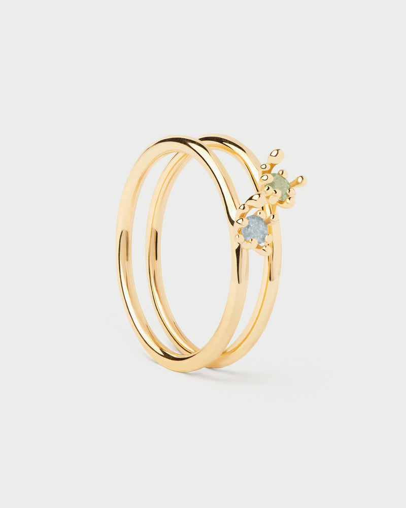 Les fleurs ring set - 
  
    Sterling Silver / 18K Gold plating
  
