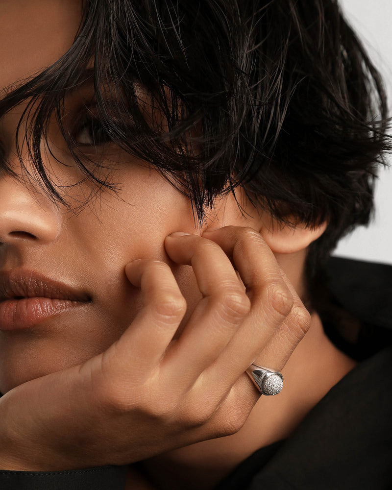 Pavé Moon Silver Ring - 
  
    Sterling Silver
  
