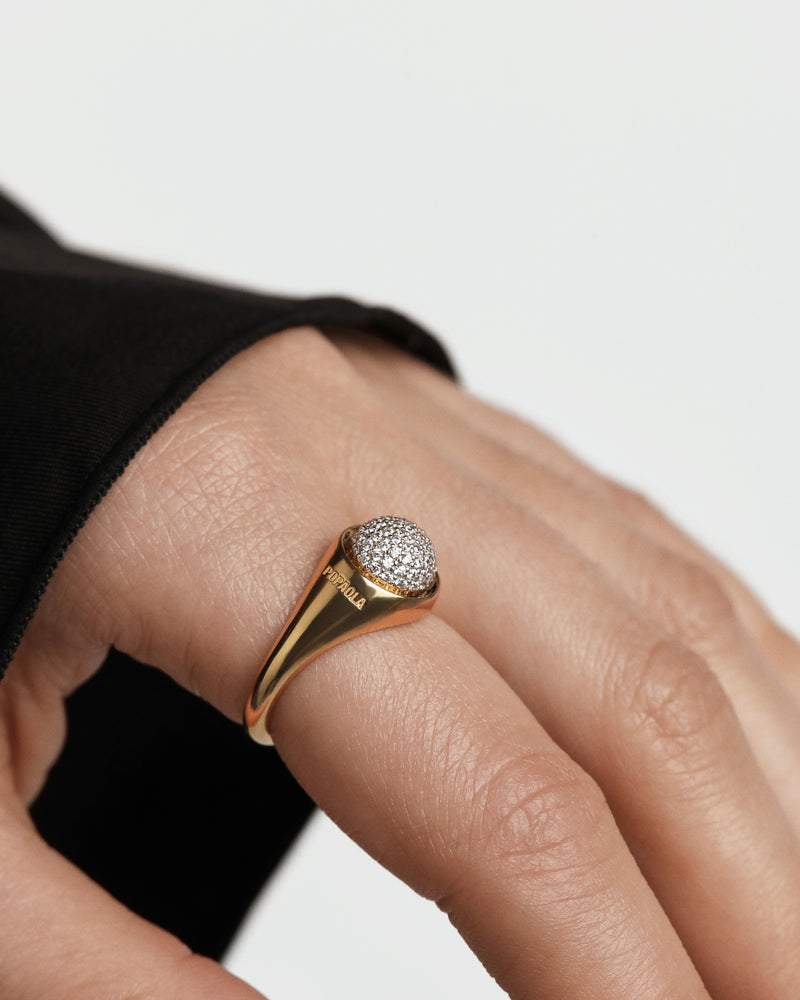Pavé Moon Ring - 
  
    Sterling Silver / 18K Gold plating
  
