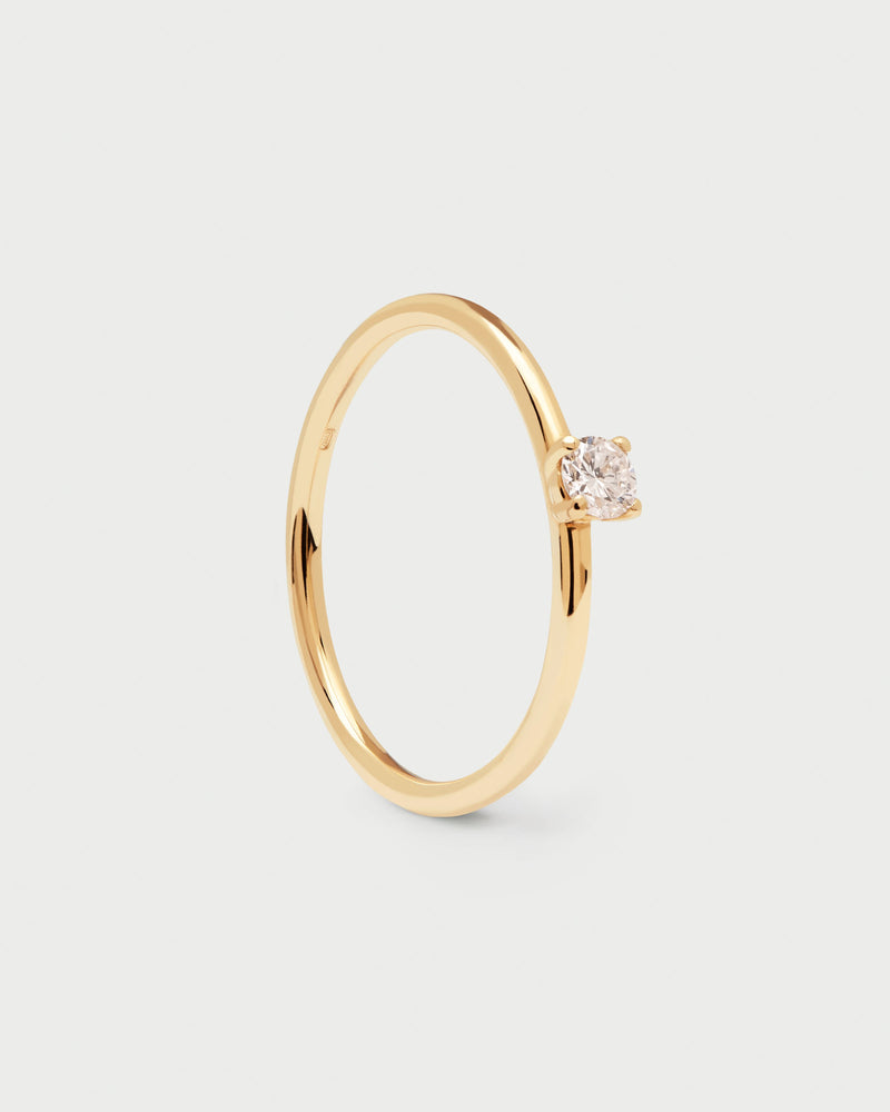 18K yellow gold Solitaire ring set with a 0.20 carat lab-grown diamond