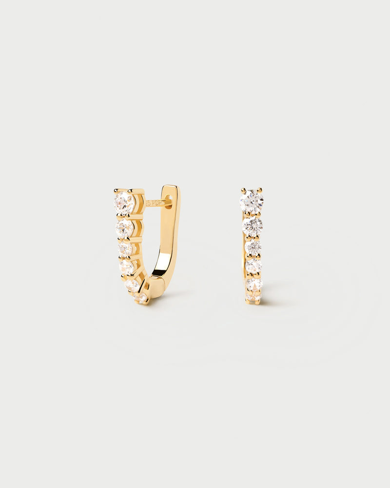 Dainty hoops in gold-plated silver with white zirconia