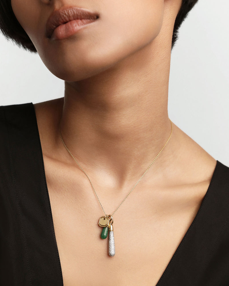 Pavé Large Drop Pendant - 
  
    Sterling Silver / 18K Gold plating
  
