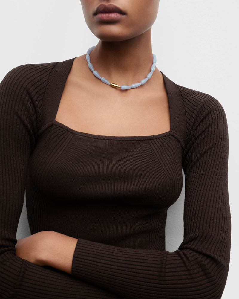 Blue agate Drop necklace - 
  
    Sterling Silver / 18K Gold plating
  
