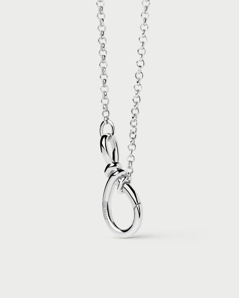 Silver chain necklace with a stacker clasp to layer pendants together