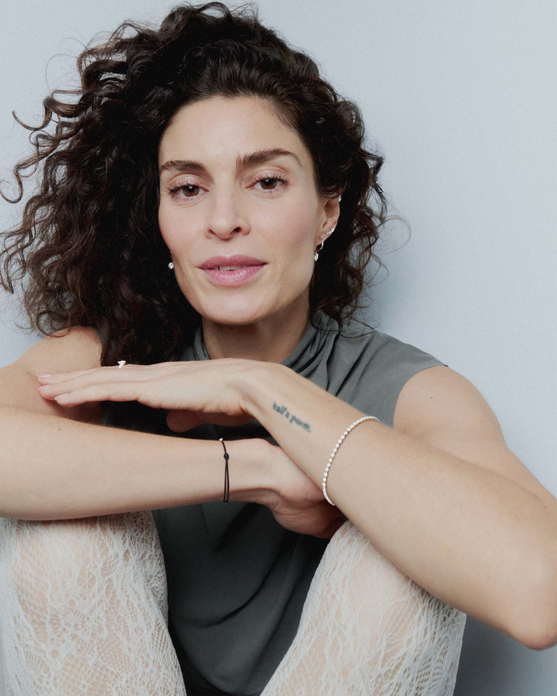 White gold tennis bracelet set with round lab-grown diamonds