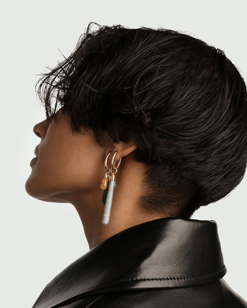 Pavé Supreme Jupiter Single Hoop - 
  
    Sterling Silver / 18K Gold plating
  
