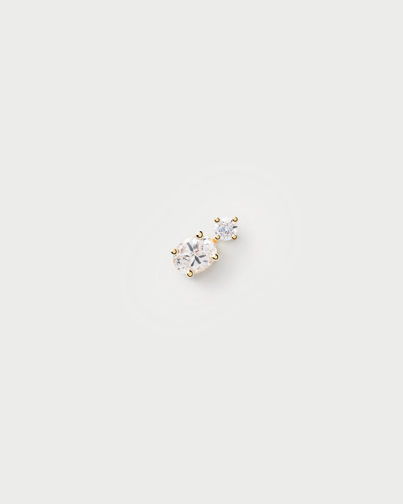 2 white zirconia ear piercing in gold-plated silver