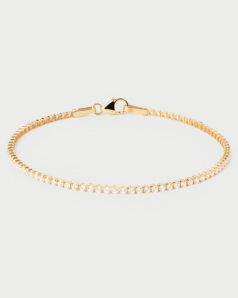 Solid yellow gold bracelet with tennis chain and lab-grown diamonds