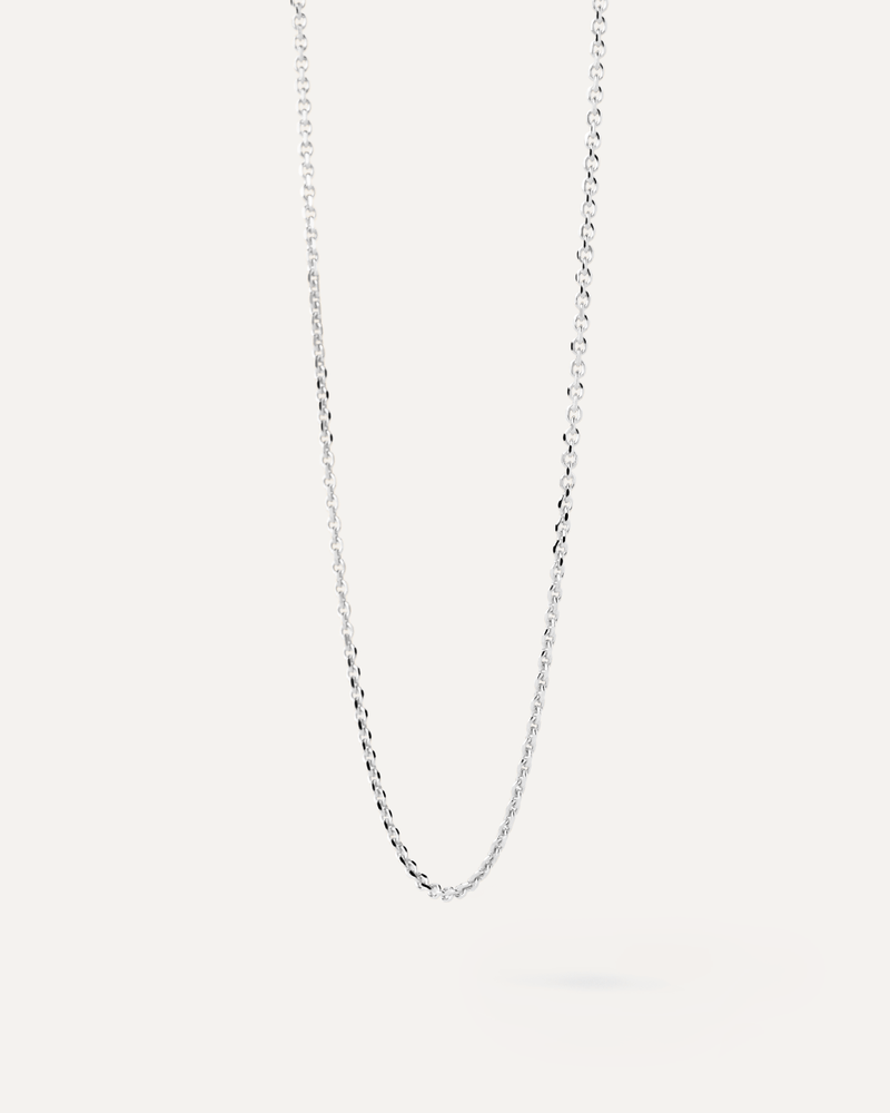 Slim diamond-cut silver chain necklace to layer pendants together